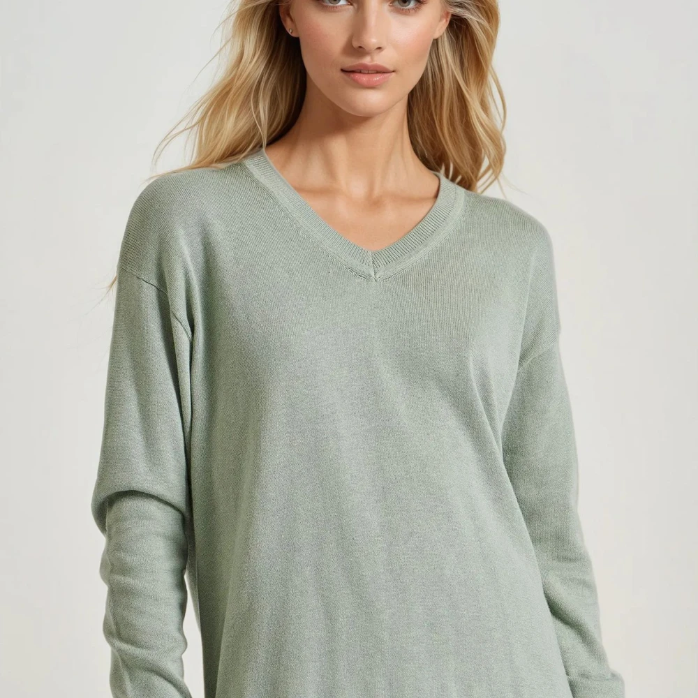 FUNKY BUDDHA V-neck πλεκτή μπλούζα με βισκόζη