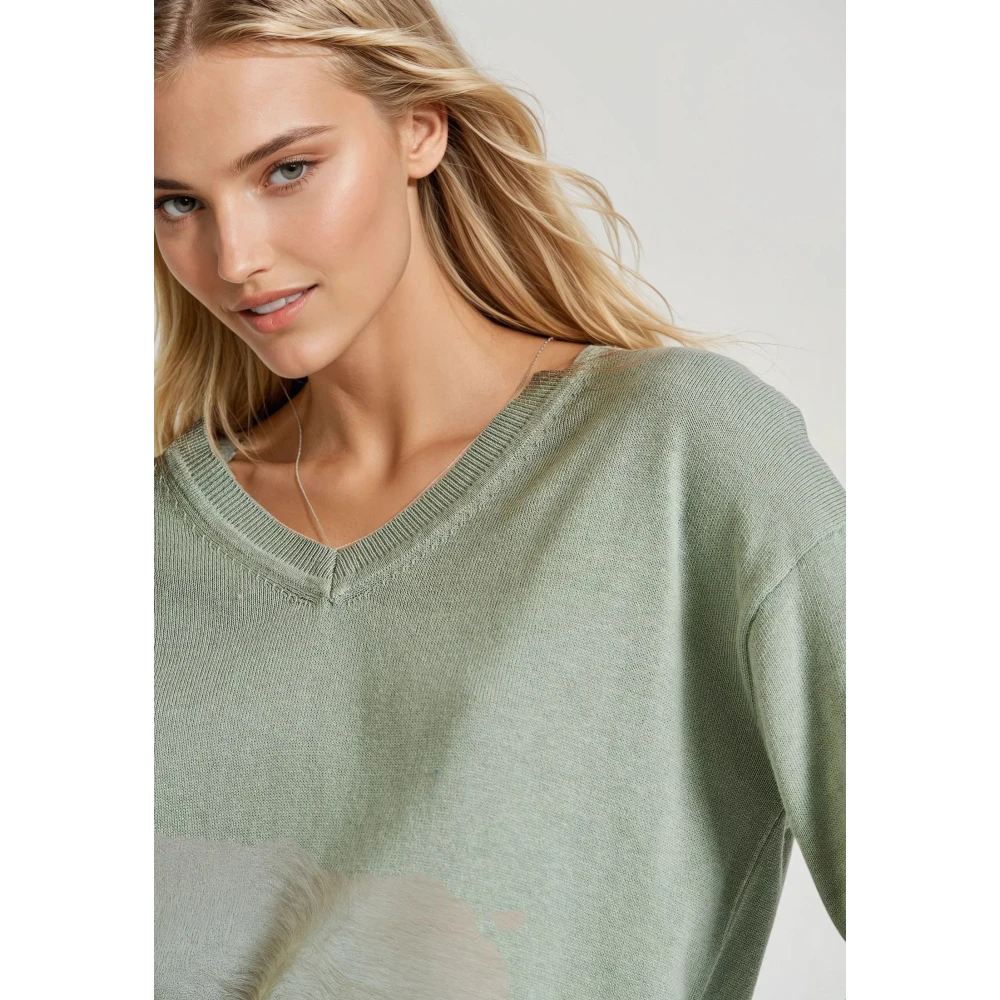 FUNKY BUDDHA V-neck πλεκτή μπλούζα με βισκόζη