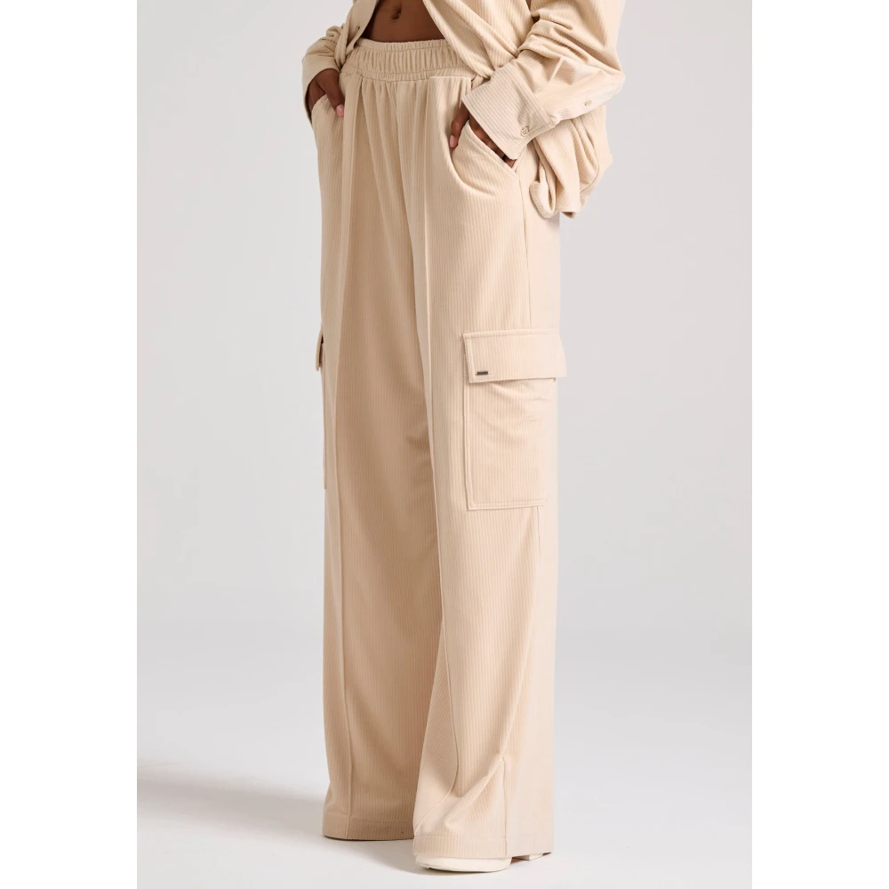 FUNKY BUDDHA Wide leg cargo παντελόνι σε βελουτέ ύφασμα