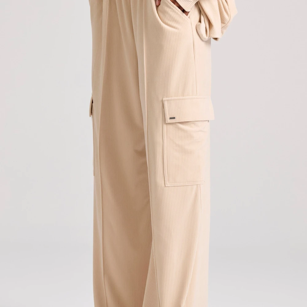 FUNKY BUDDHA Wide leg cargo παντελόνι σε βελουτέ ύφασμα