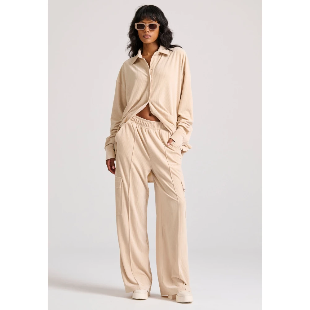 FUNKY BUDDHA Wide leg cargo παντελόνι σε βελουτέ ύφασμα