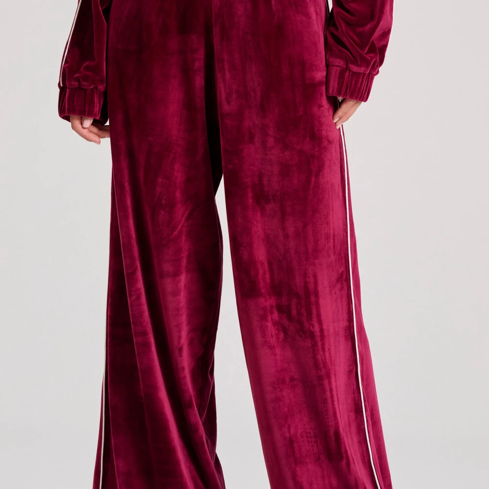 FUNKY BUDDHA Wide leg fit βελουτέ παντελόνι φόρμας