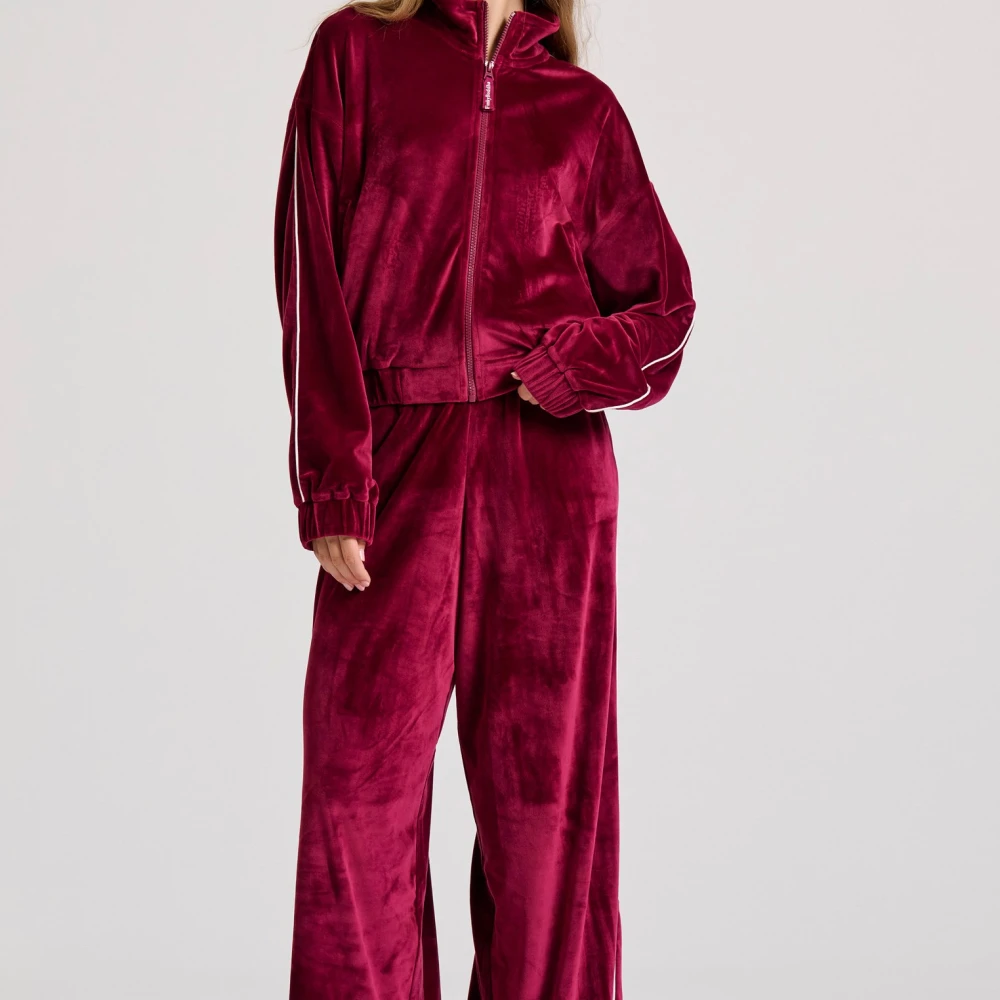 FUNKY BUDDHA Wide leg fit βελουτέ παντελόνι φόρμας