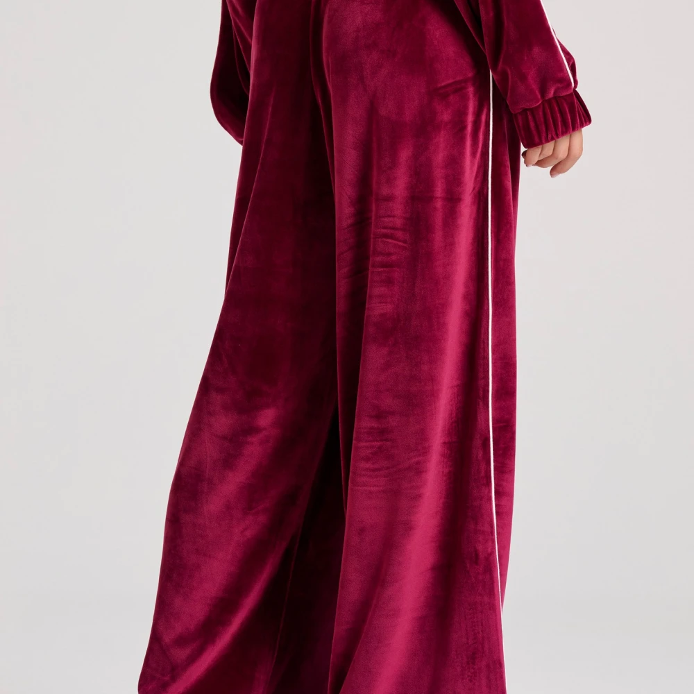 FUNKY BUDDHA Wide leg fit βελουτέ παντελόνι φόρμας