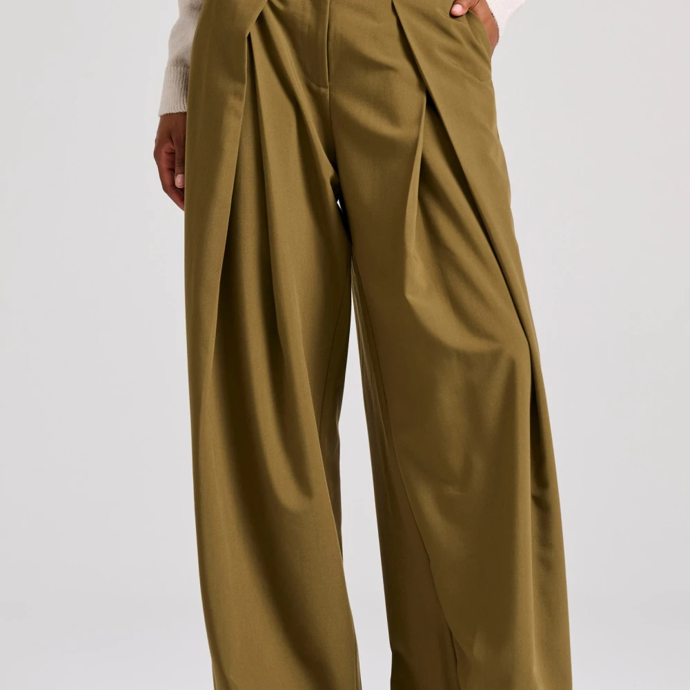 FUNKY BUDDHA Wide leg fit παντελόνα με μονή πιέτα