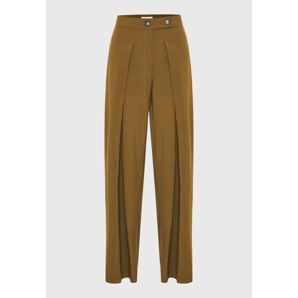 FUNKY BUDDHA Wide leg fit παντελόνα με μονή πιέτα
