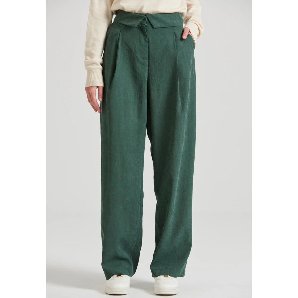 FUNKY BUDDHA Wide leg fit παντελόνι με μονή πιέτα στη μέση