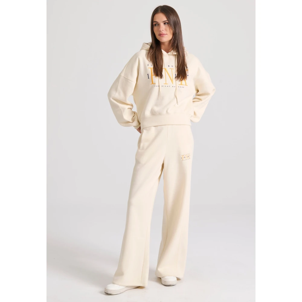 FUNKY BUDDHA Wide leg fit παντελόνι φόρμας με branded κέντημα