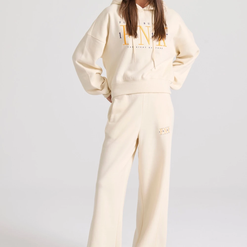 FUNKY BUDDHA Wide leg fit παντελόνι φόρμας με branded κέντημα