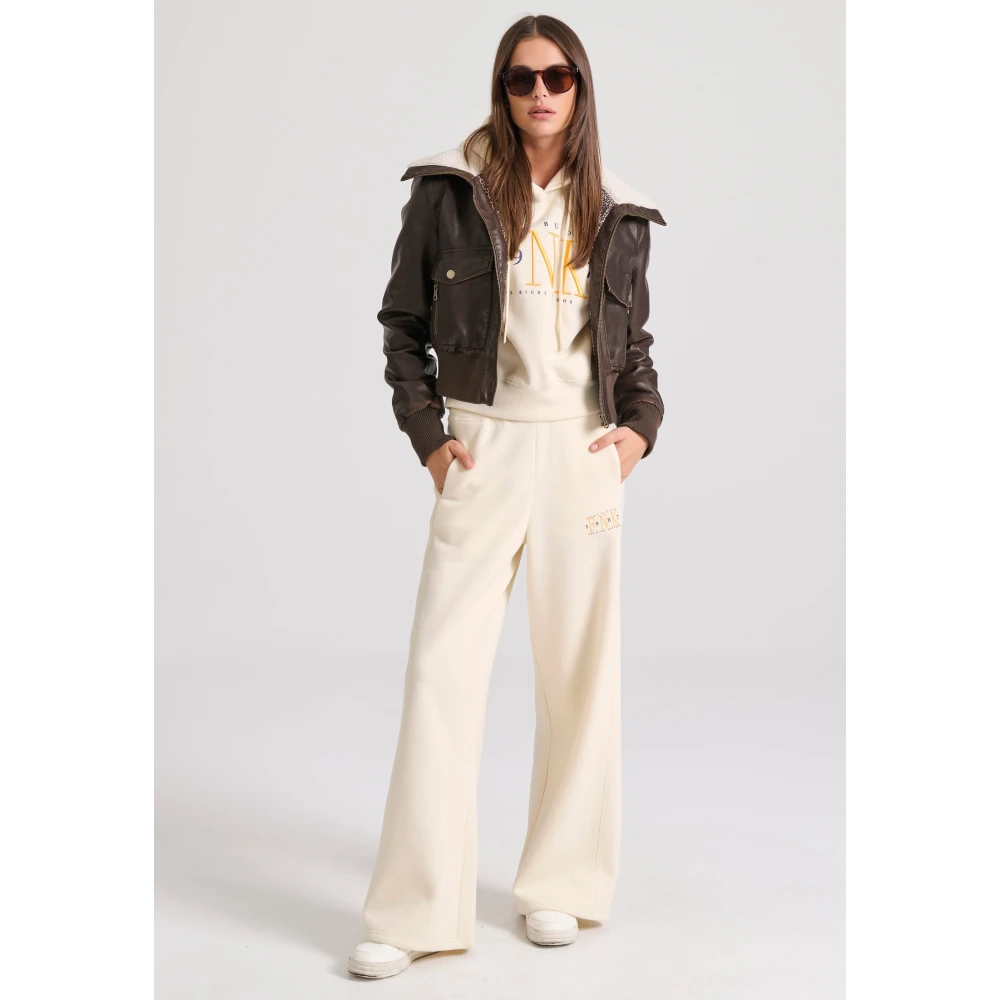 FUNKY BUDDHA Wide leg fit παντελόνι φόρμας με branded κέντημα