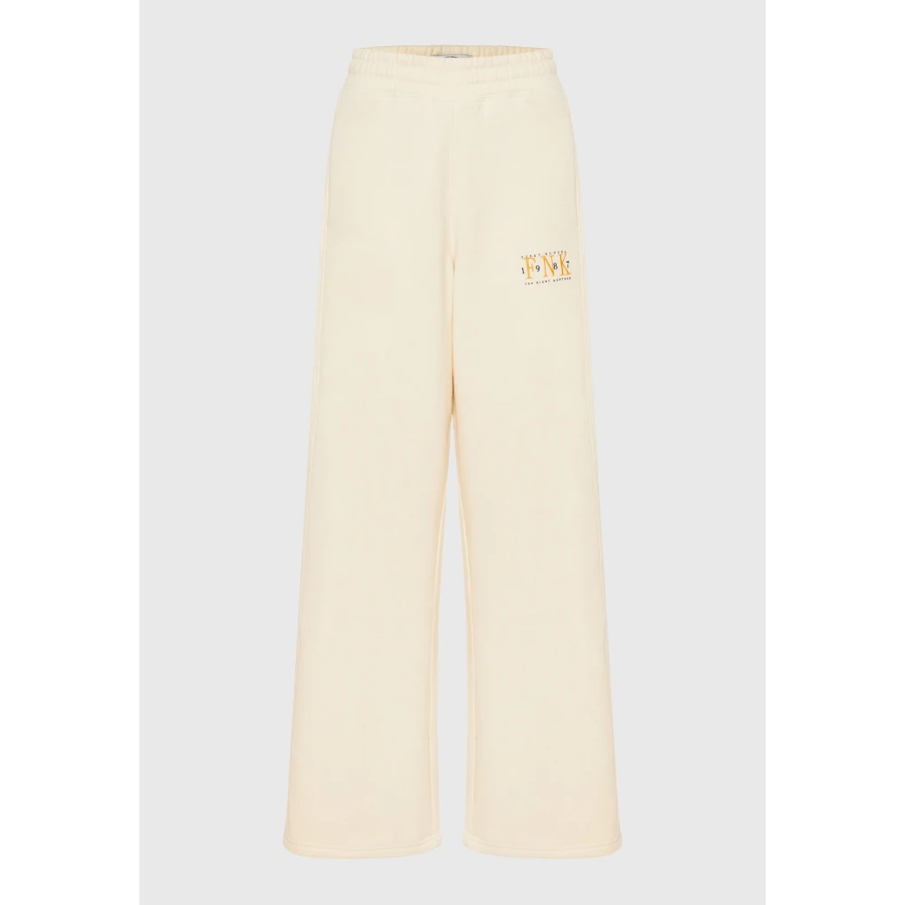 FUNKY BUDDHA Wide leg fit παντελόνι φόρμας με branded κέντημα