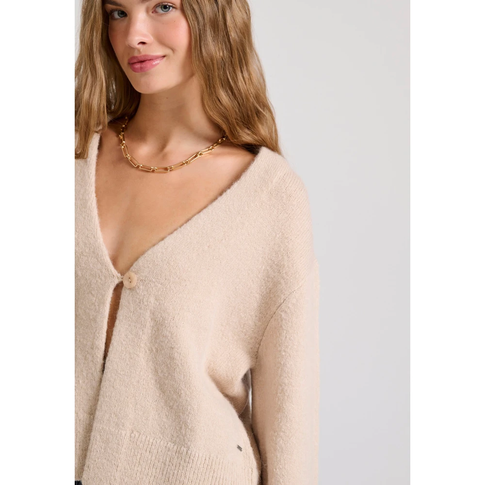 FUNKY BUDDHA Wool blend πλεκτή ζακέτα με διακοσμητικό κουμπί