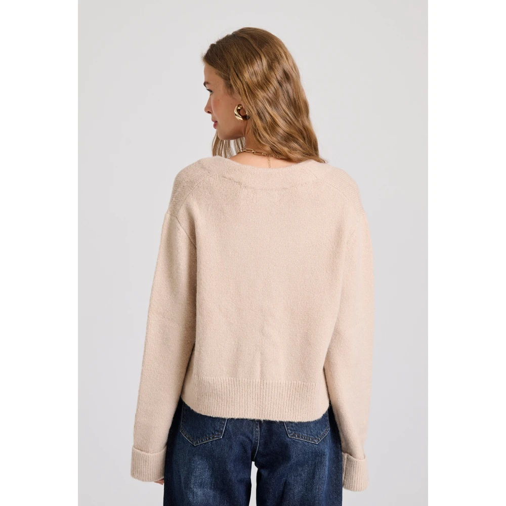 FUNKY BUDDHA Wool blend πλεκτή ζακέτα με διακοσμητικό κουμπί