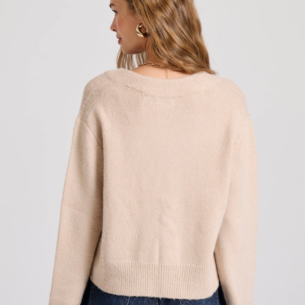 FUNKY BUDDHA Wool blend πλεκτή ζακέτα με διακοσμητικό κουμπί