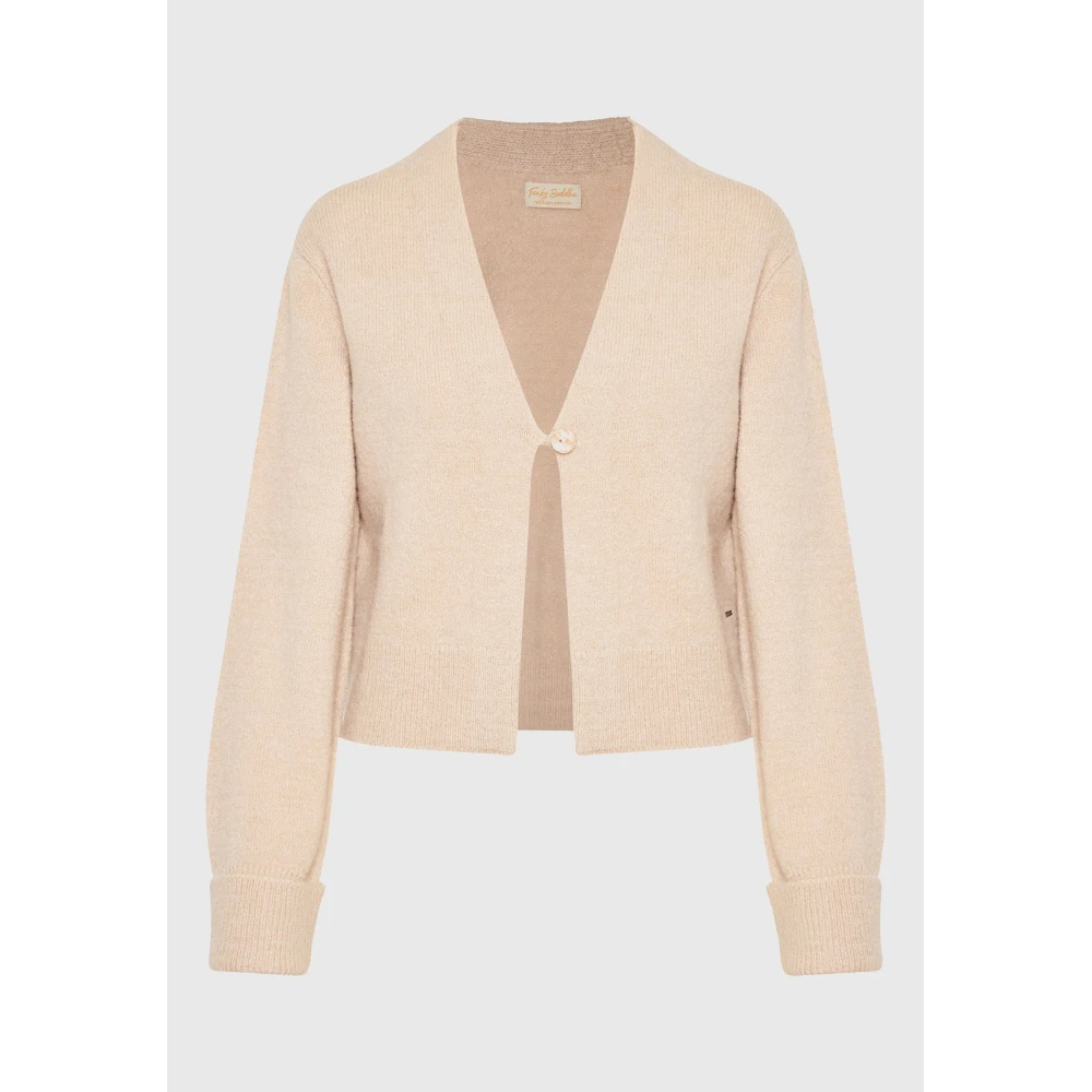 FUNKY BUDDHA Wool blend πλεκτή ζακέτα με διακοσμητικό κουμπί