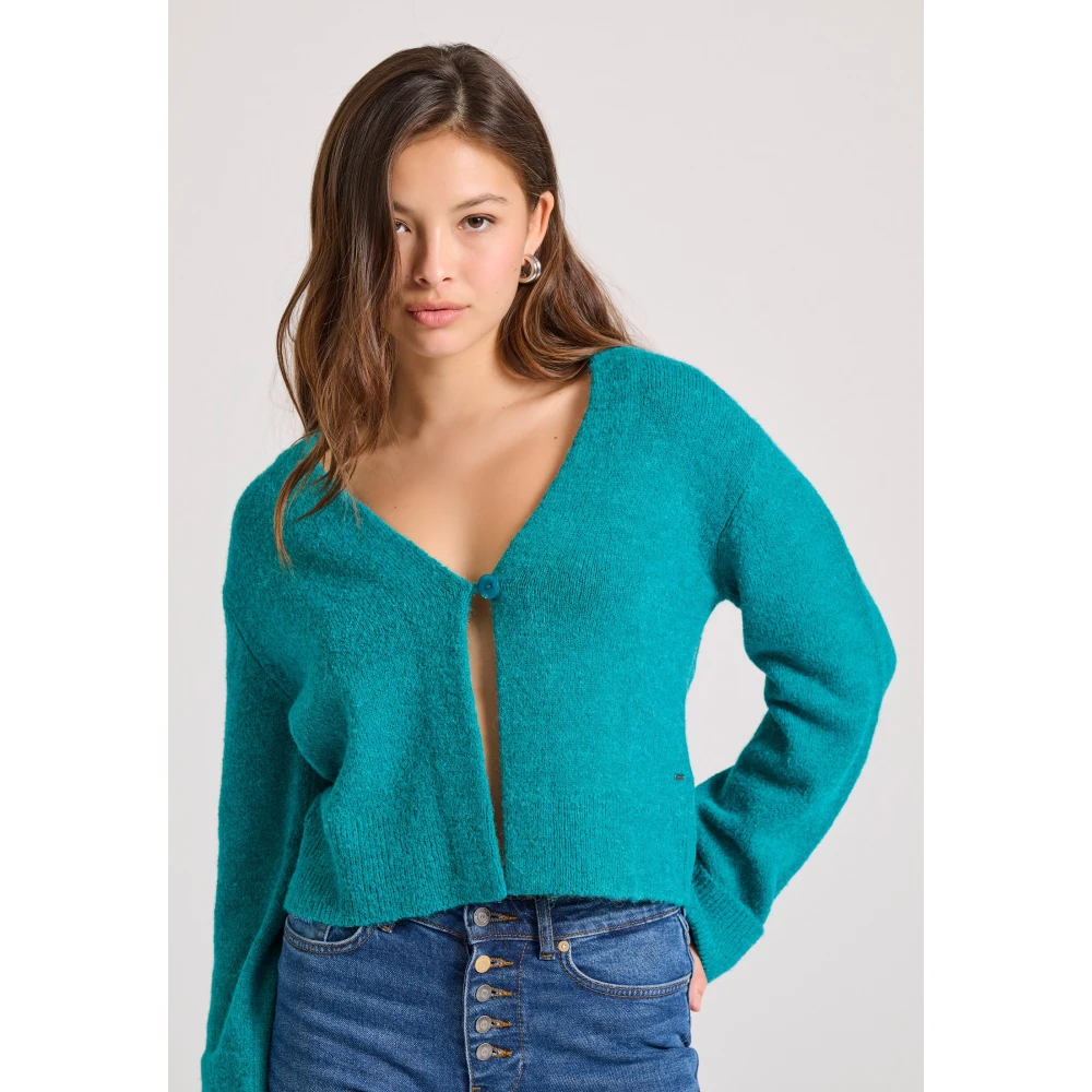 FUNKY BUDDHA Wool blend πλεκτή ζακέτα με διακοσμητικό κουμπί