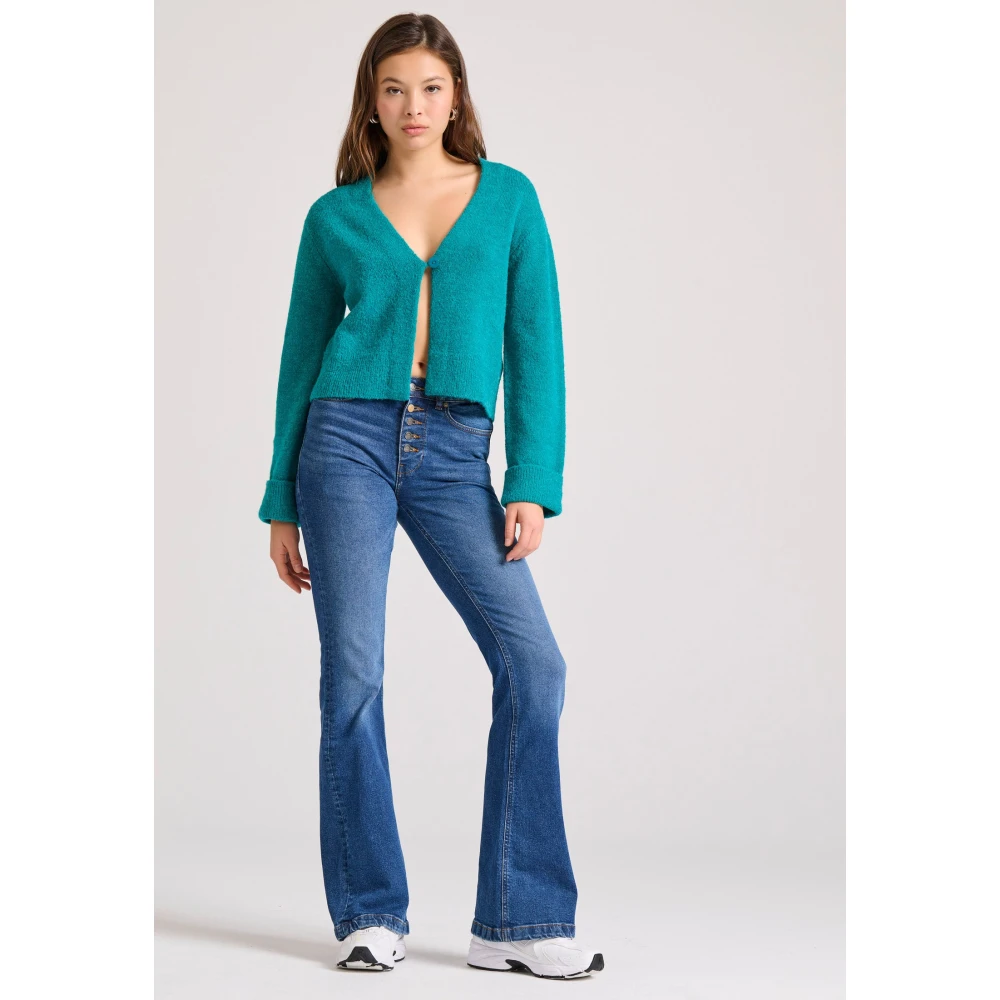 FUNKY BUDDHA Wool blend πλεκτή ζακέτα με διακοσμητικό κουμπί