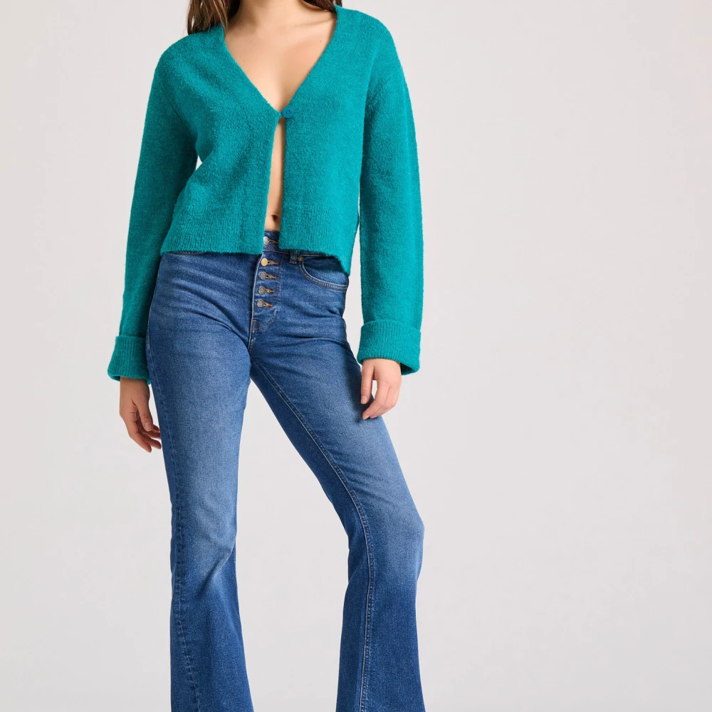 FUNKY BUDDHA Wool blend πλεκτή ζακέτα με διακοσμητικό κουμπί