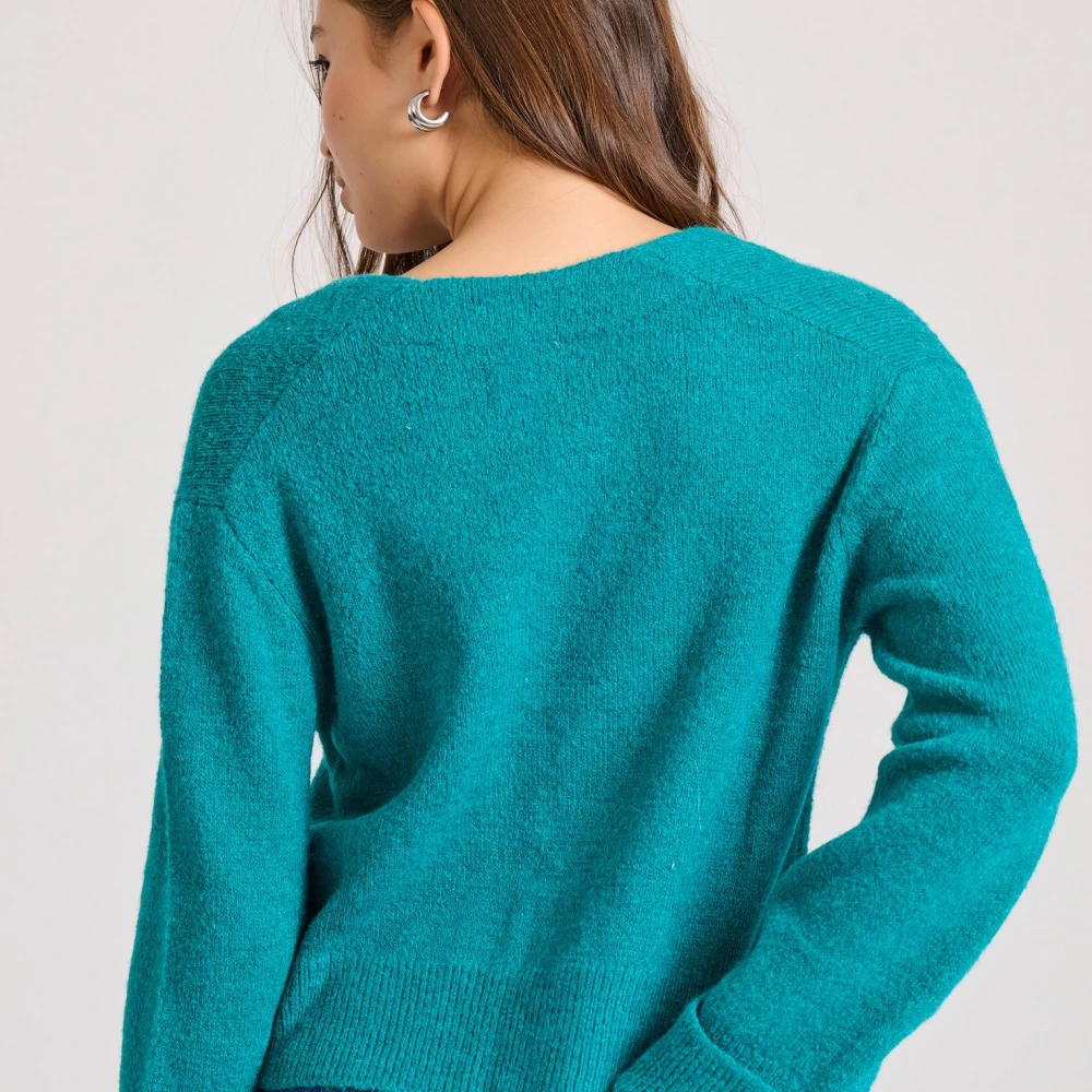 FUNKY BUDDHA Wool blend πλεκτή ζακέτα με διακοσμητικό κουμπί