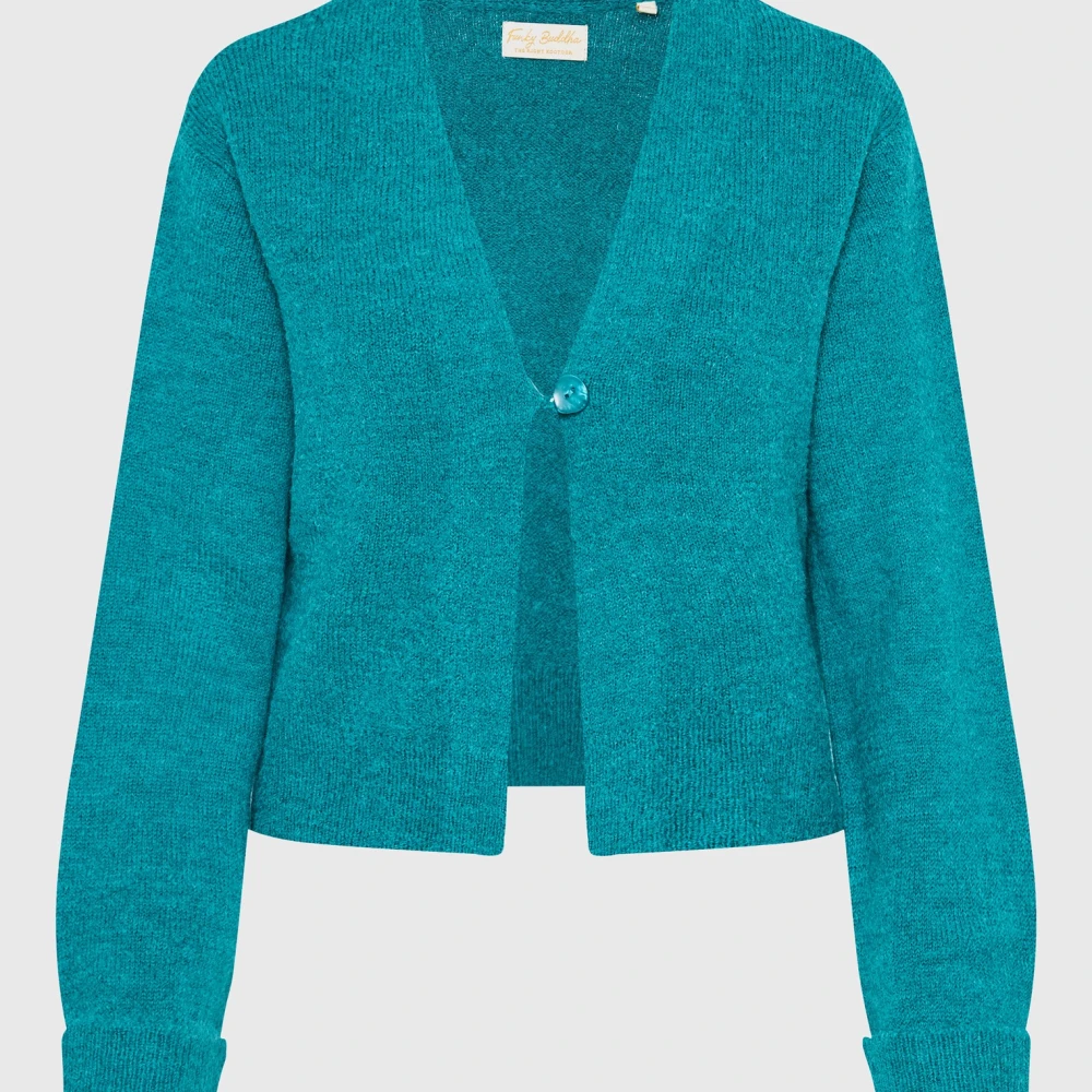 FUNKY BUDDHA Wool blend πλεκτή ζακέτα με διακοσμητικό κουμπί