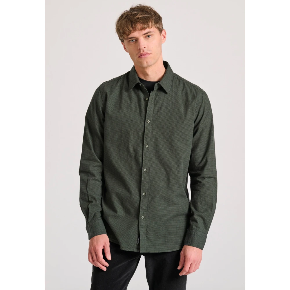 FUNKY BUDDHA Yarn dyed πουκάμισο με micro-checked pattern