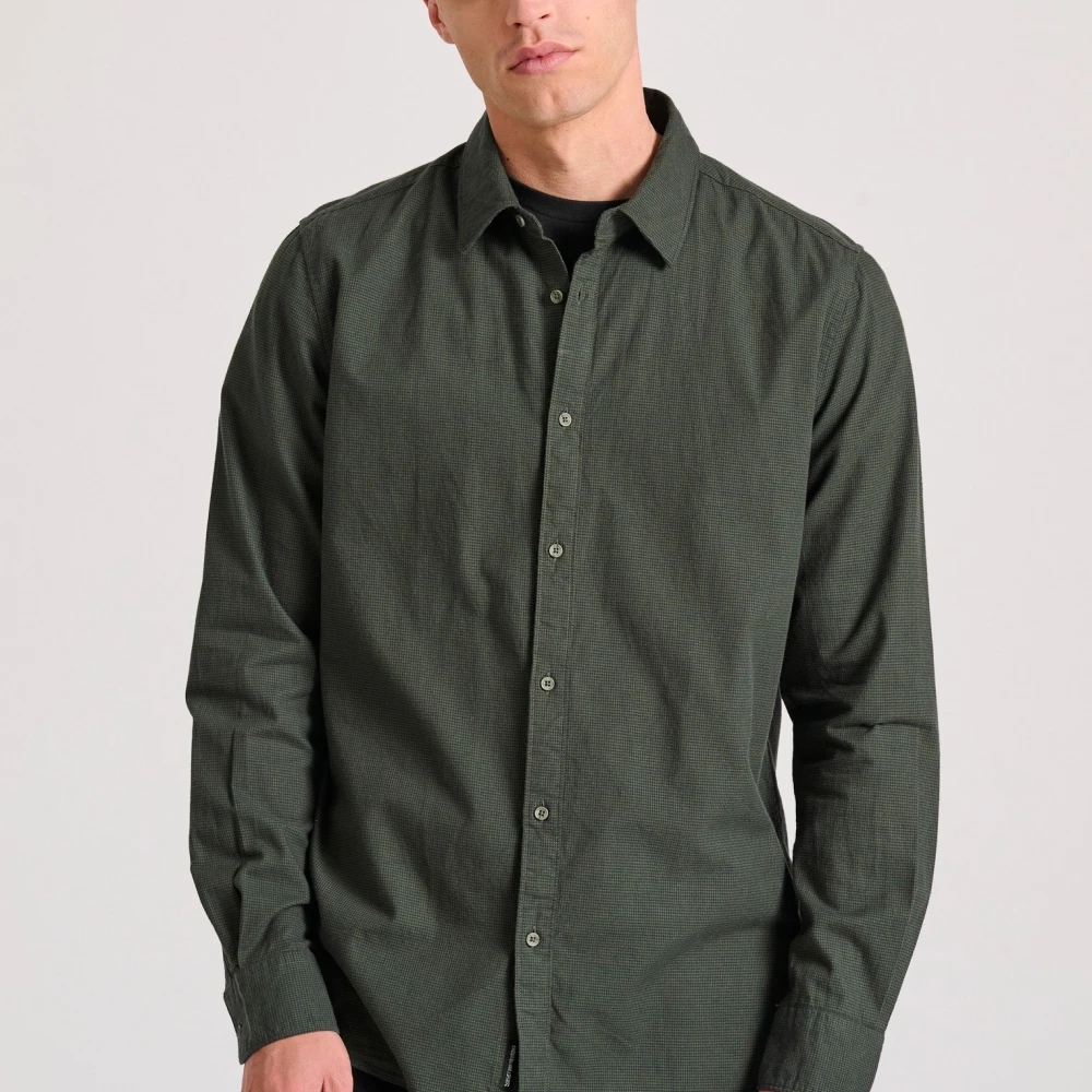 FUNKY BUDDHA Yarn dyed πουκάμισο με micro-checked pattern