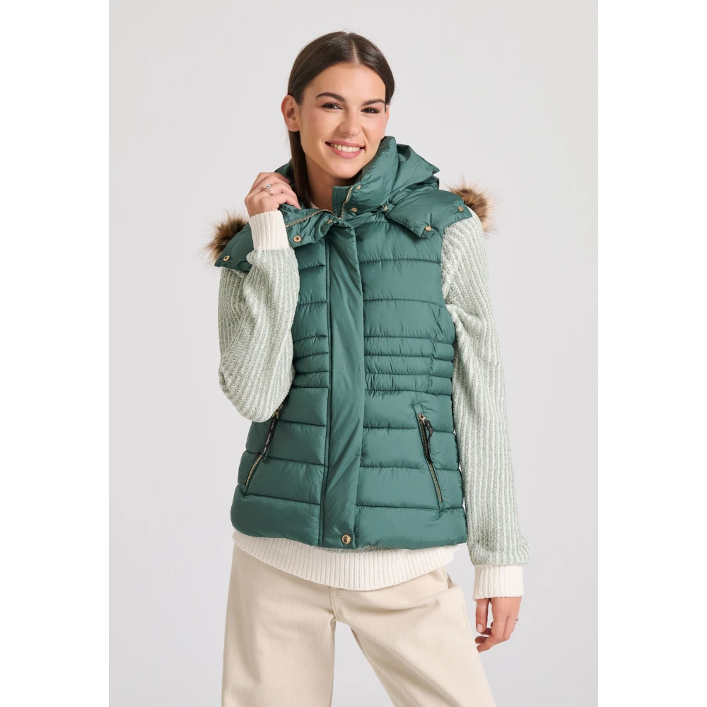 FUNKY BUDDHA Αμάνικο καπιτονέ puffer μπουφάν με αποσπώμενη γούν