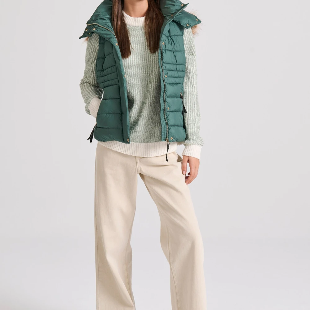 FUNKY BUDDHA Αμάνικο καπιτονέ puffer μπουφάν με αποσπώμενη γούν