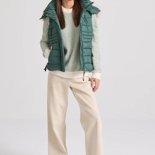 FUNKY BUDDHA Αμάνικο καπιτονέ puffer μπουφάν με αποσπώμενη γούν