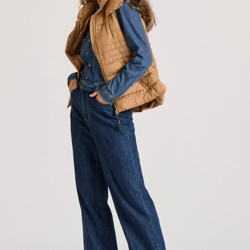 FUNKY BUDDHA Αμάνικο καπιτονέ puffer μπουφάν με αποσπώμενη γούν