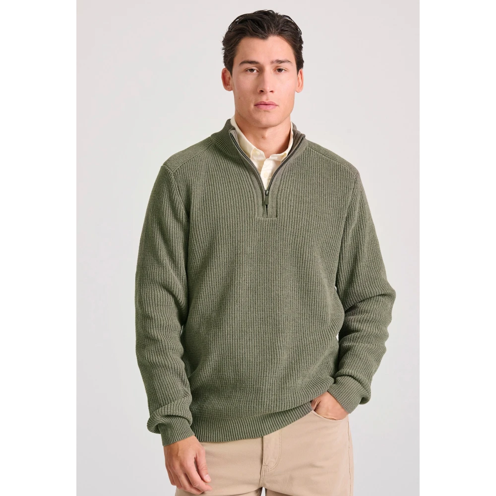 FUNKY BUDDHA Ανδρική casual half-zip πλεκτή μπλούζα