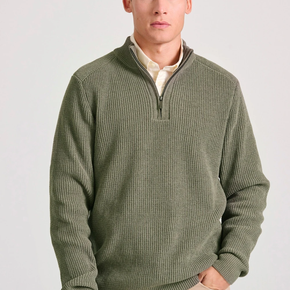 FUNKY BUDDHA Ανδρική casual half-zip πλεκτή μπλούζα