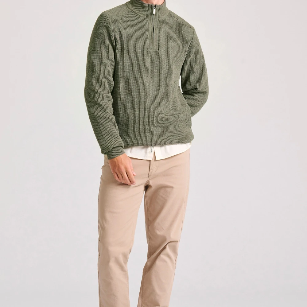 FUNKY BUDDHA Ανδρική casual half-zip πλεκτή μπλούζα