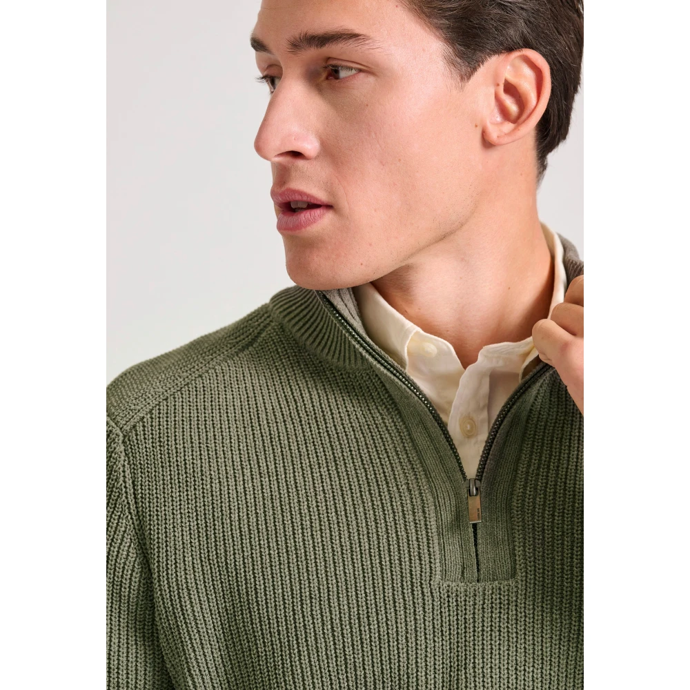 FUNKY BUDDHA Ανδρική casual half-zip πλεκτή μπλούζα