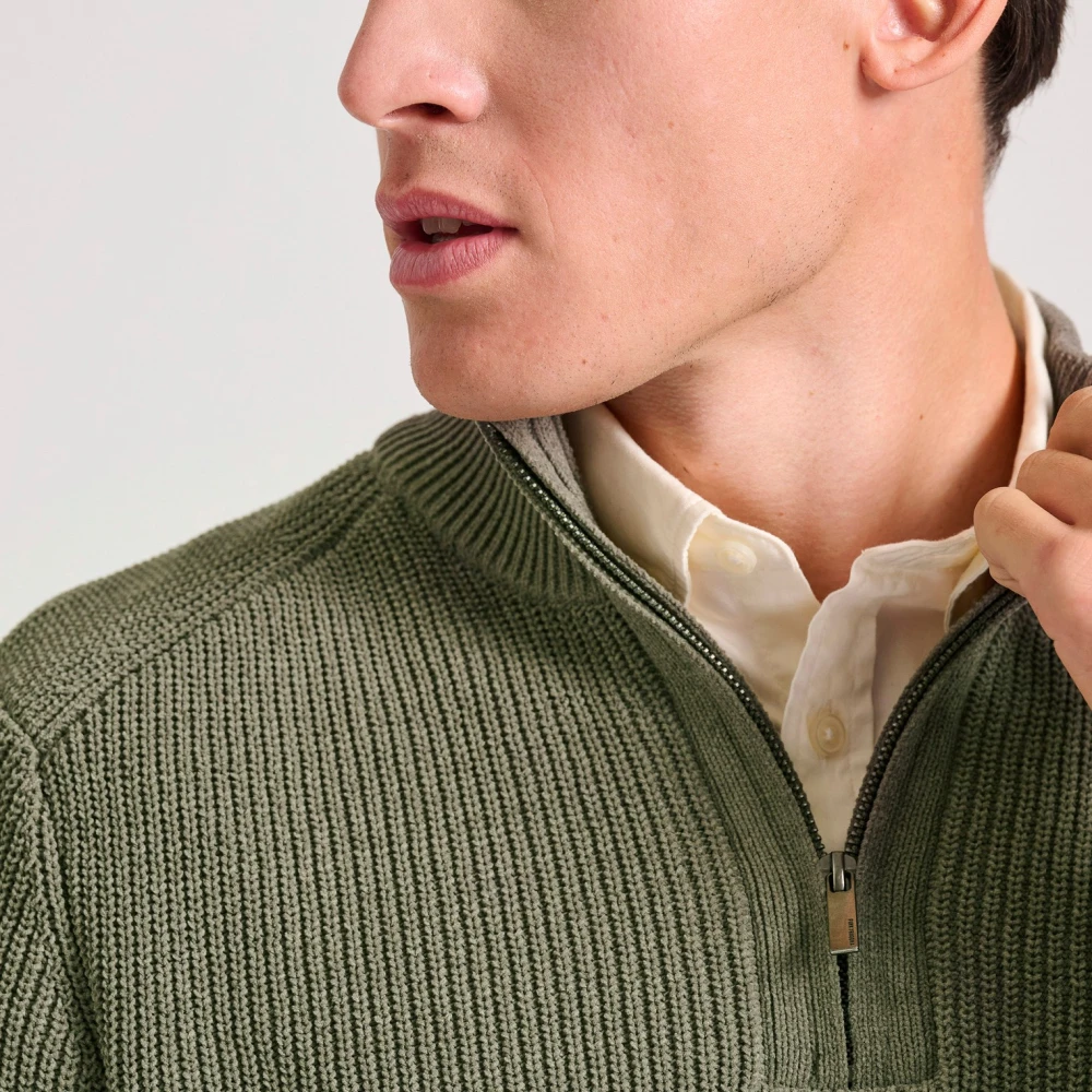 FUNKY BUDDHA Ανδρική casual half-zip πλεκτή μπλούζα