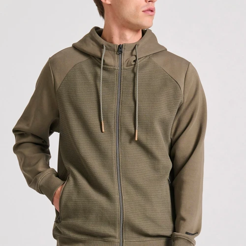 FUNKY BUDDHA Ανδρική ζακέτα φούτερ με wafle weaving