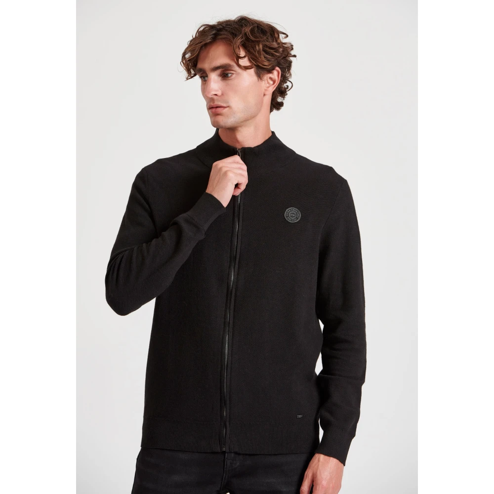 FUNKY BUDDHA Ανδρική πλεκτή ζακέτα με rubber label