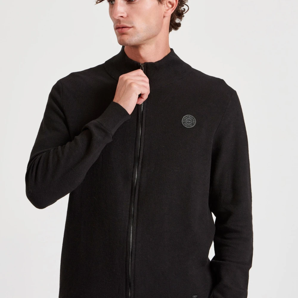 FUNKY BUDDHA Ανδρική πλεκτή ζακέτα με rubber label