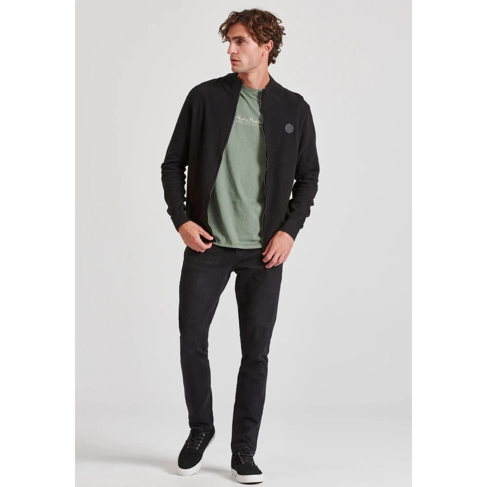 FUNKY BUDDHA Ανδρική πλεκτή ζακέτα με rubber label