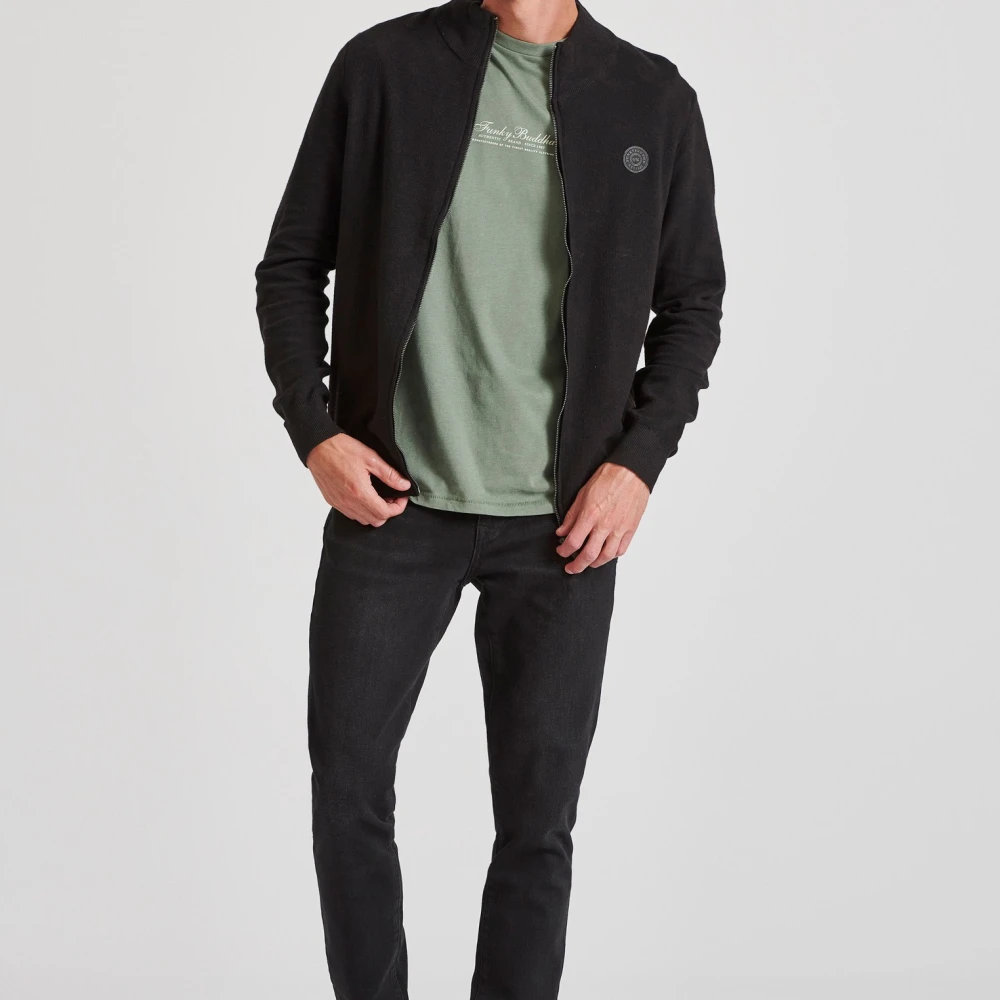 FUNKY BUDDHA Ανδρική πλεκτή ζακέτα με rubber label