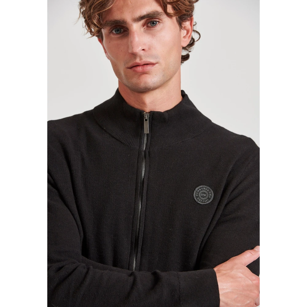 FUNKY BUDDHA Ανδρική πλεκτή ζακέτα με rubber label