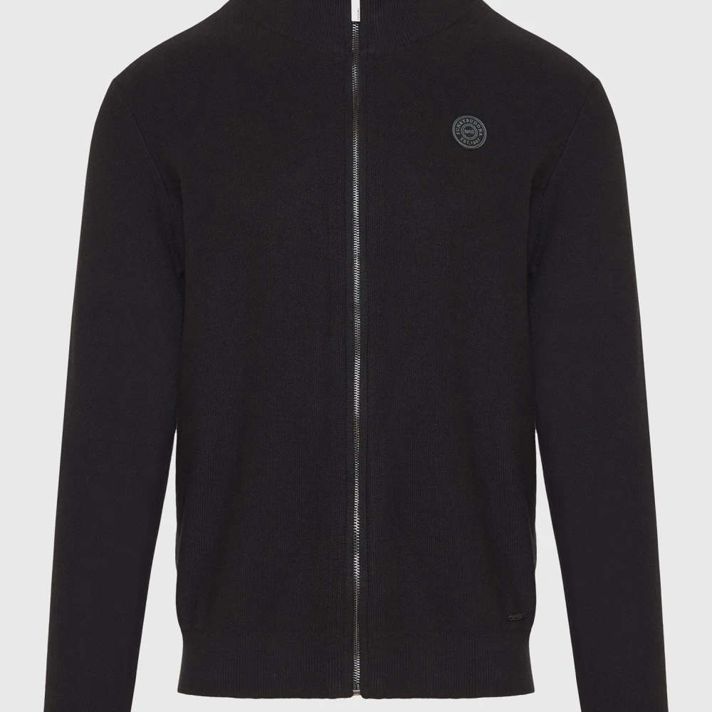 FUNKY BUDDHA Ανδρική πλεκτή ζακέτα με rubber label