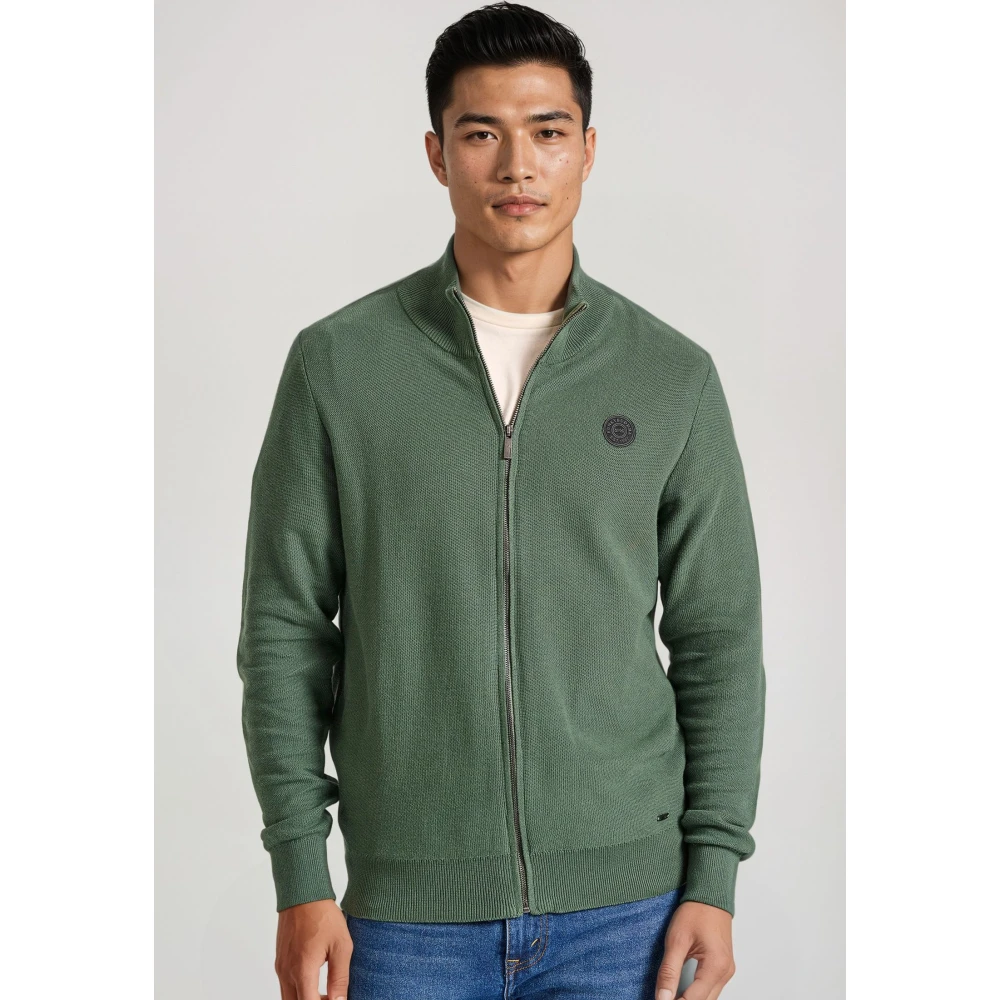 FUNKY BUDDHA Ανδρική πλεκτή ζακέτα με rubber label