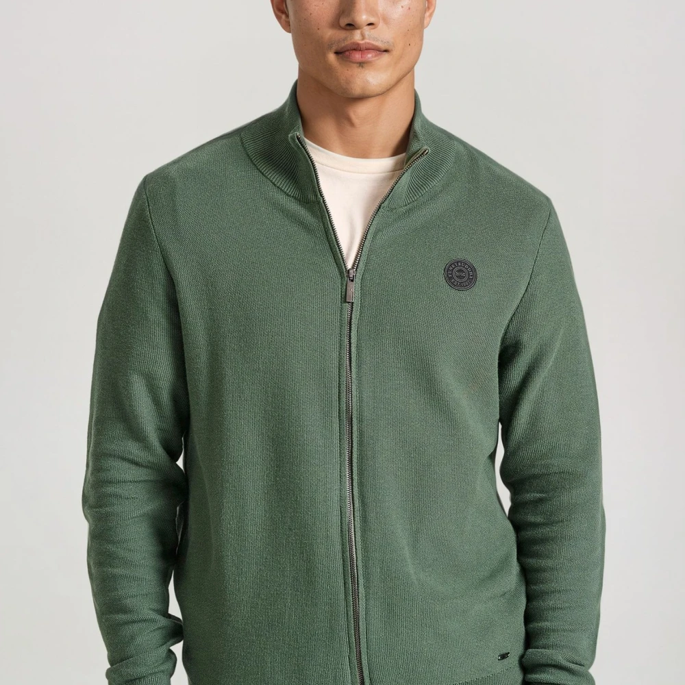 FUNKY BUDDHA Ανδρική πλεκτή ζακέτα με rubber label