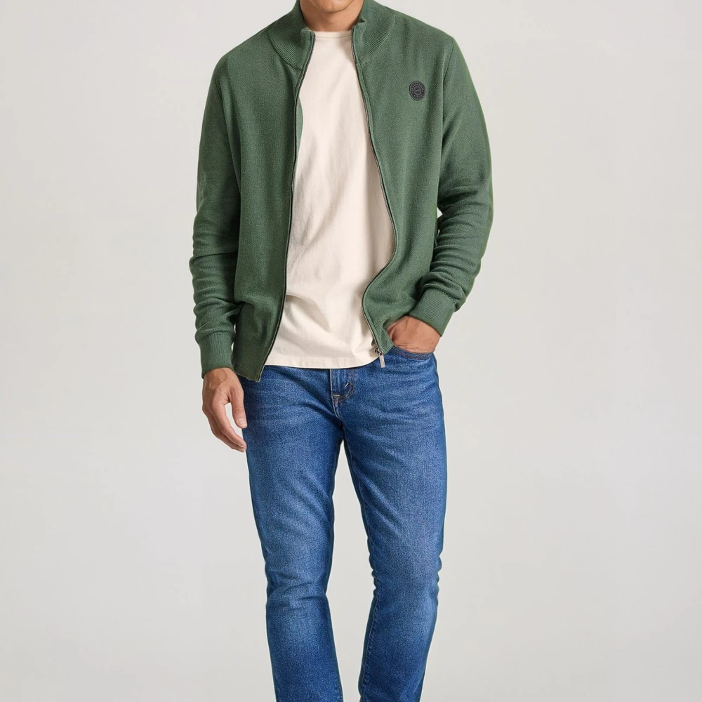 FUNKY BUDDHA Ανδρική πλεκτή ζακέτα με rubber label