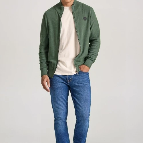 FUNKY BUDDHA Ανδρική πλεκτή ζακέτα με rubber label