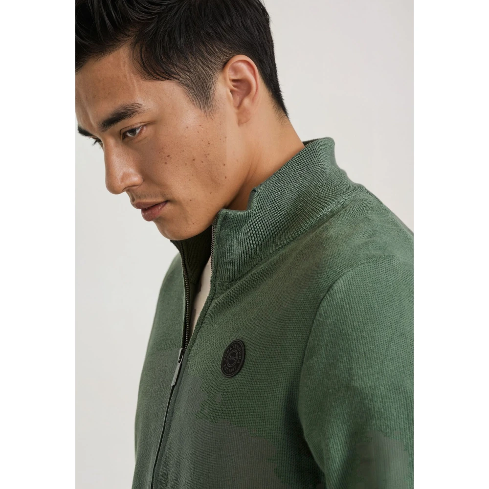 FUNKY BUDDHA Ανδρική πλεκτή ζακέτα με rubber label