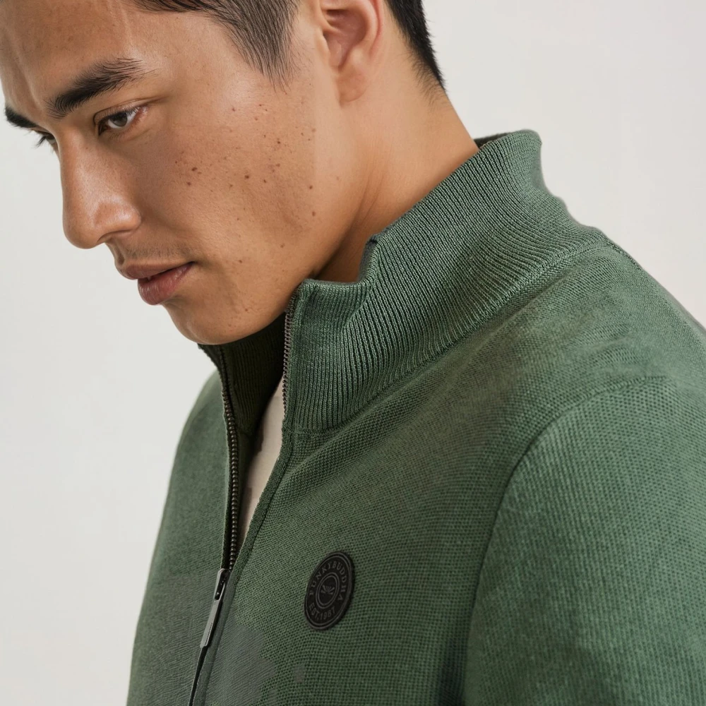 FUNKY BUDDHA Ανδρική πλεκτή ζακέτα με rubber label