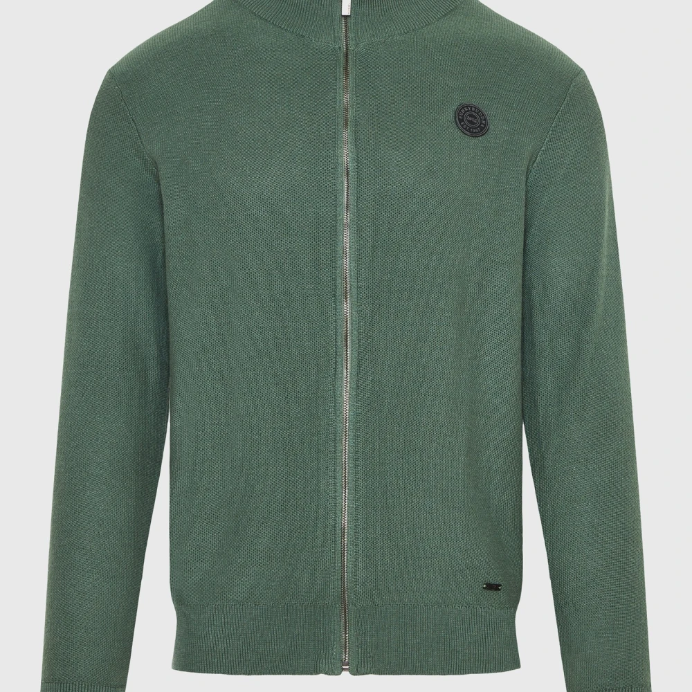 FUNKY BUDDHA Ανδρική πλεκτή ζακέτα με rubber label