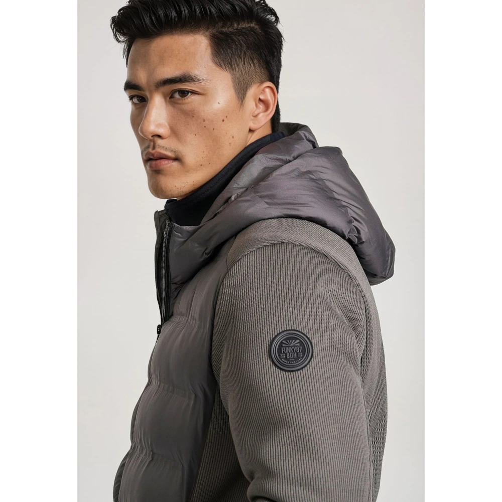 FUNKY BUDDHA Ανδρικό casual μπουφάν σε rib ύφανση